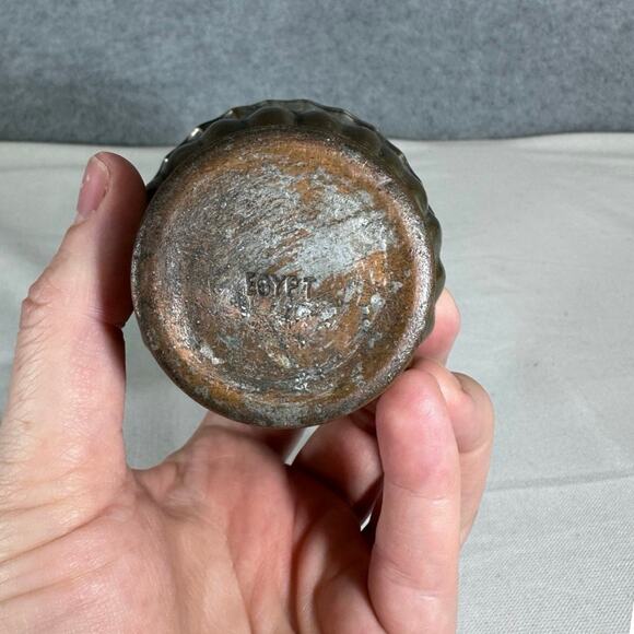 Vintage Tin over copper 2 Vases made in Egypt Cottagecore boho french country - Picture 4 of 6